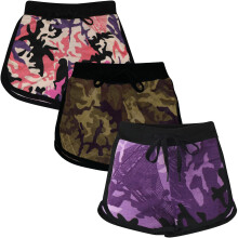 (9-10 Years, 3 Pack E) Kids Girls Shorts Contrast Athletic Gym Wear