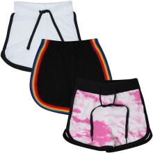 (5-6 Years, 3 Pack G) Kids Girls Shorts Contrast Athletic Gym Wear