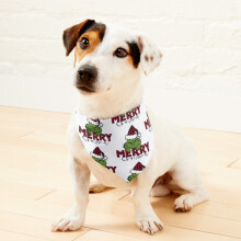 (Merry Christmas Grinch=2566) 2-in-1 Pet Bandana Collar with Quick Release Buckle & D-Ring Adjustable Cat Scarf for Large/XLarge/XXLarge Dogs, Double-Sided Polyester Prints