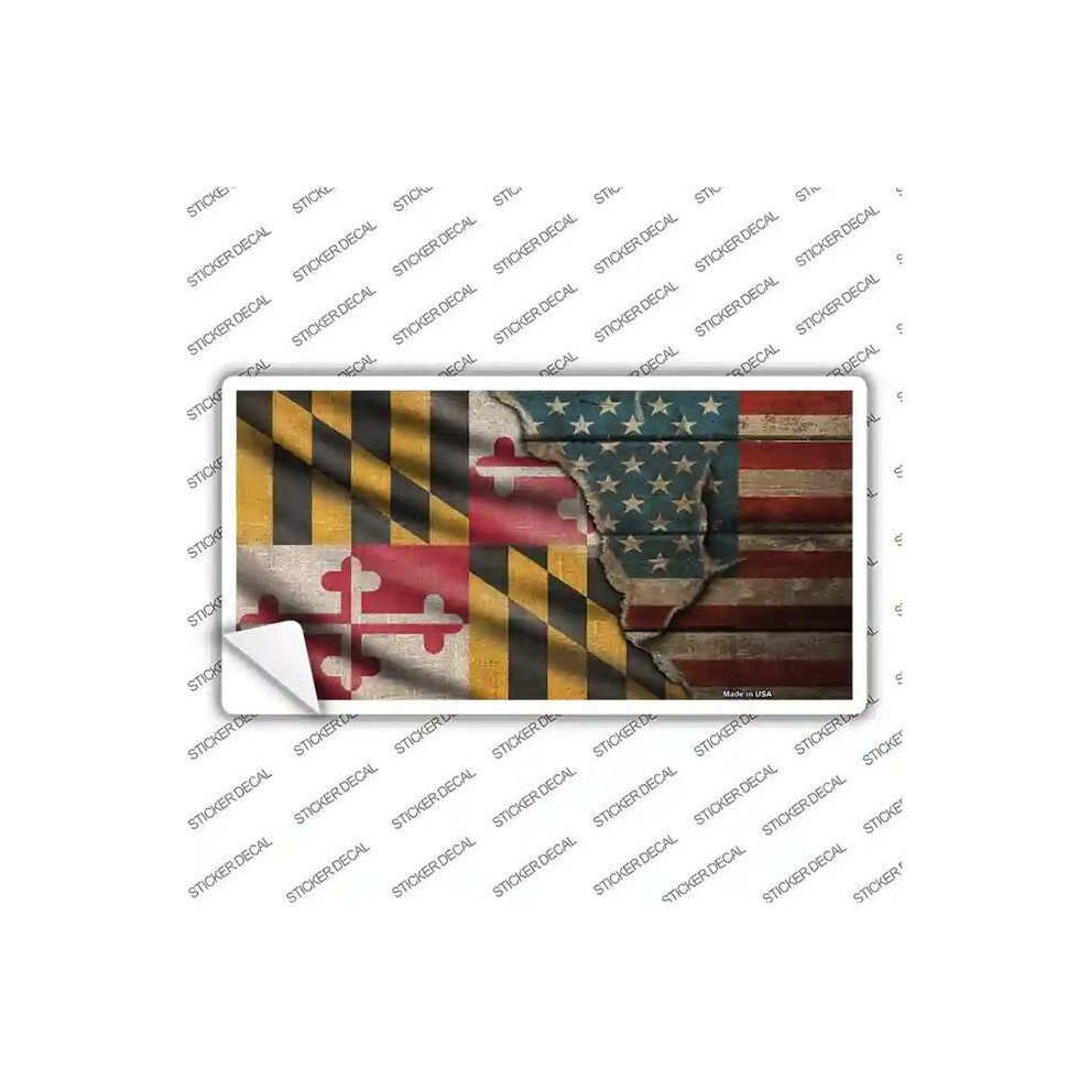 Smart Blonde Lp-12399S-L Maryland & American Flag Novelty Sticker Decal - Large 731997863698