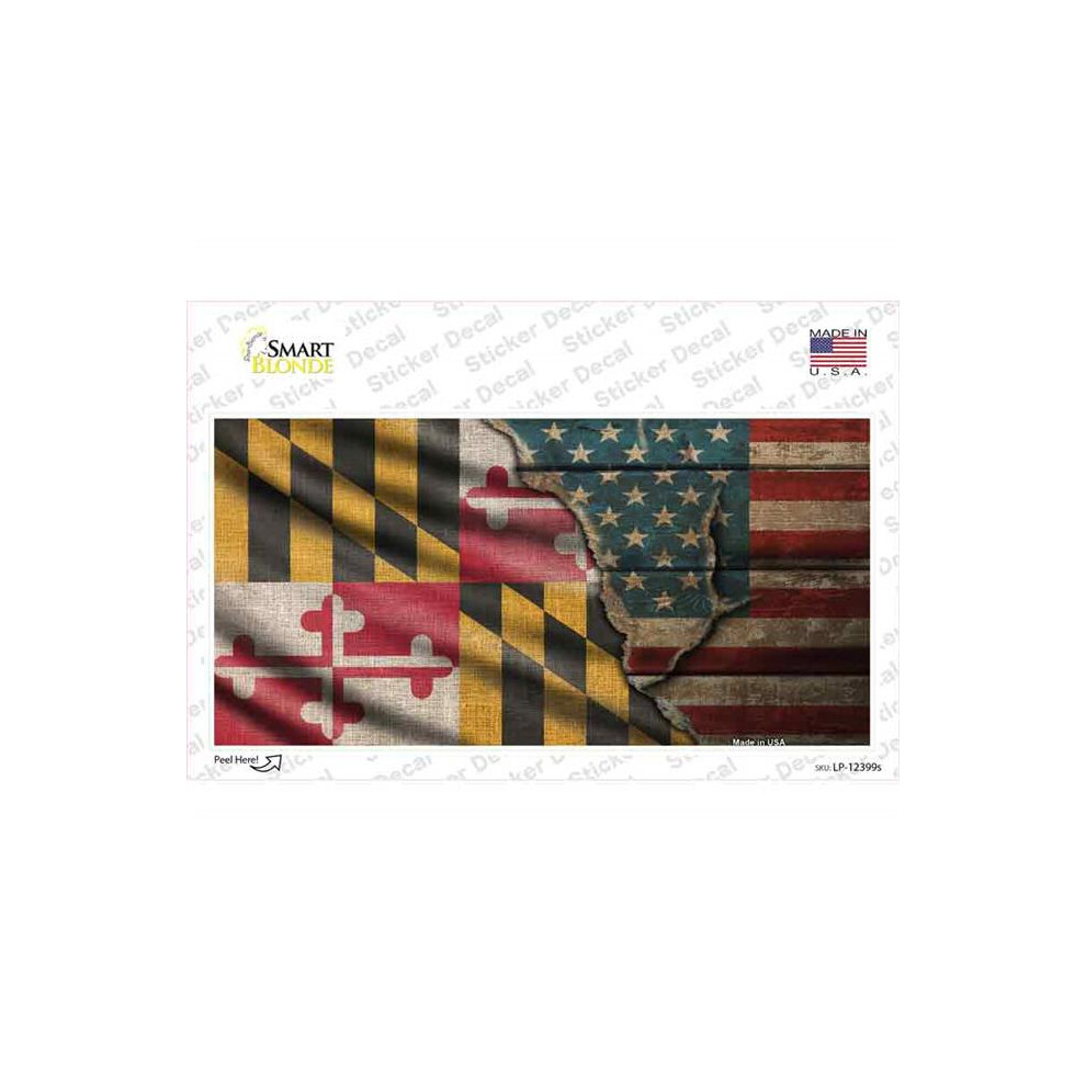 Smart Blonde Lp-12399S-M Maryland & American Flag Novelty Sticker Decal - Medium 731997863704