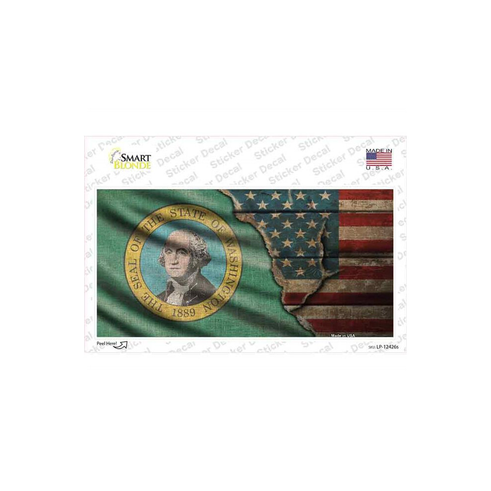Smart Blonde Lp-12426S-M Washington & American Flag Novelty Sticker Decal - Medium 731997863841