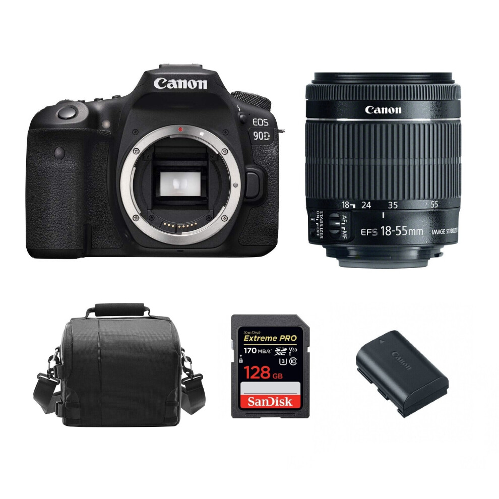 CANON EOS 90D KIT EF-S 18-55mm IS STM+SANDISK 128GB+Bag+LP-E6N Battery
