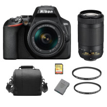 NIKON D3500 KIT 18-55mm VR+70-300MM VR+32G card+Bag+EN-EL14A+Protezione