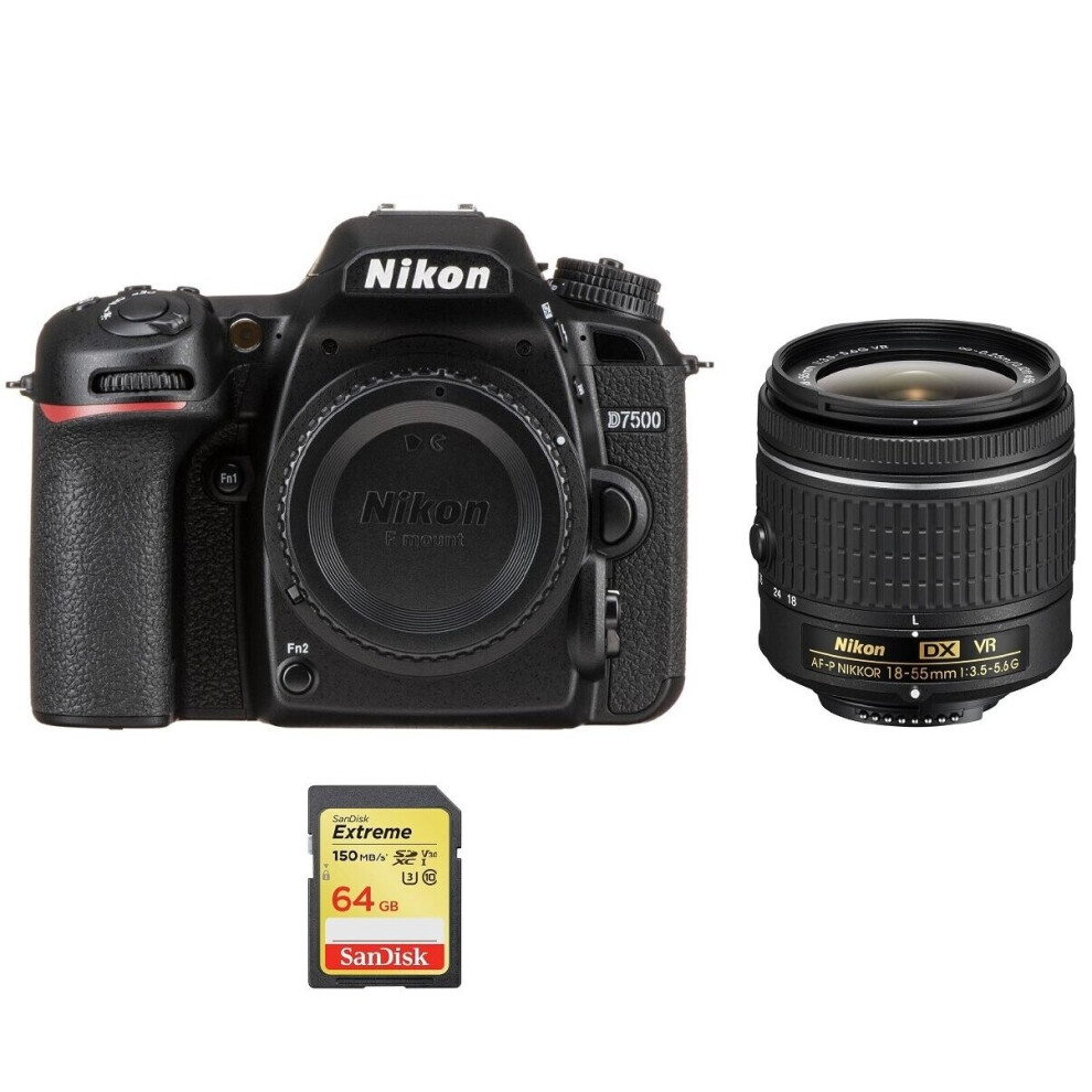 Nikon D7500 Kit Af-P 18-55Mm F3.5-5.6G Vr + Sandisk Extreme 64G Sd