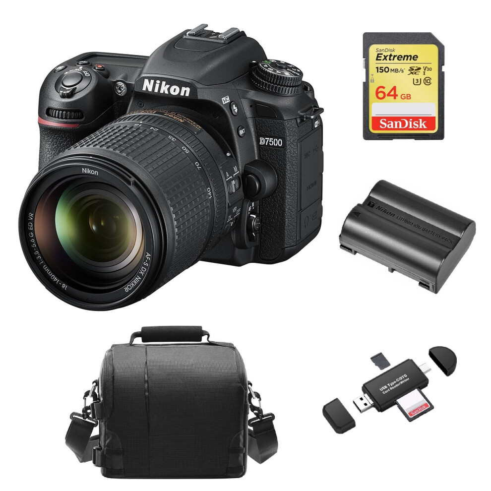 Nikon D7500 Kit Af-S 18-140Mm Ed Vr Dx+64Gcard+Bag+En-El15A+Cardreader