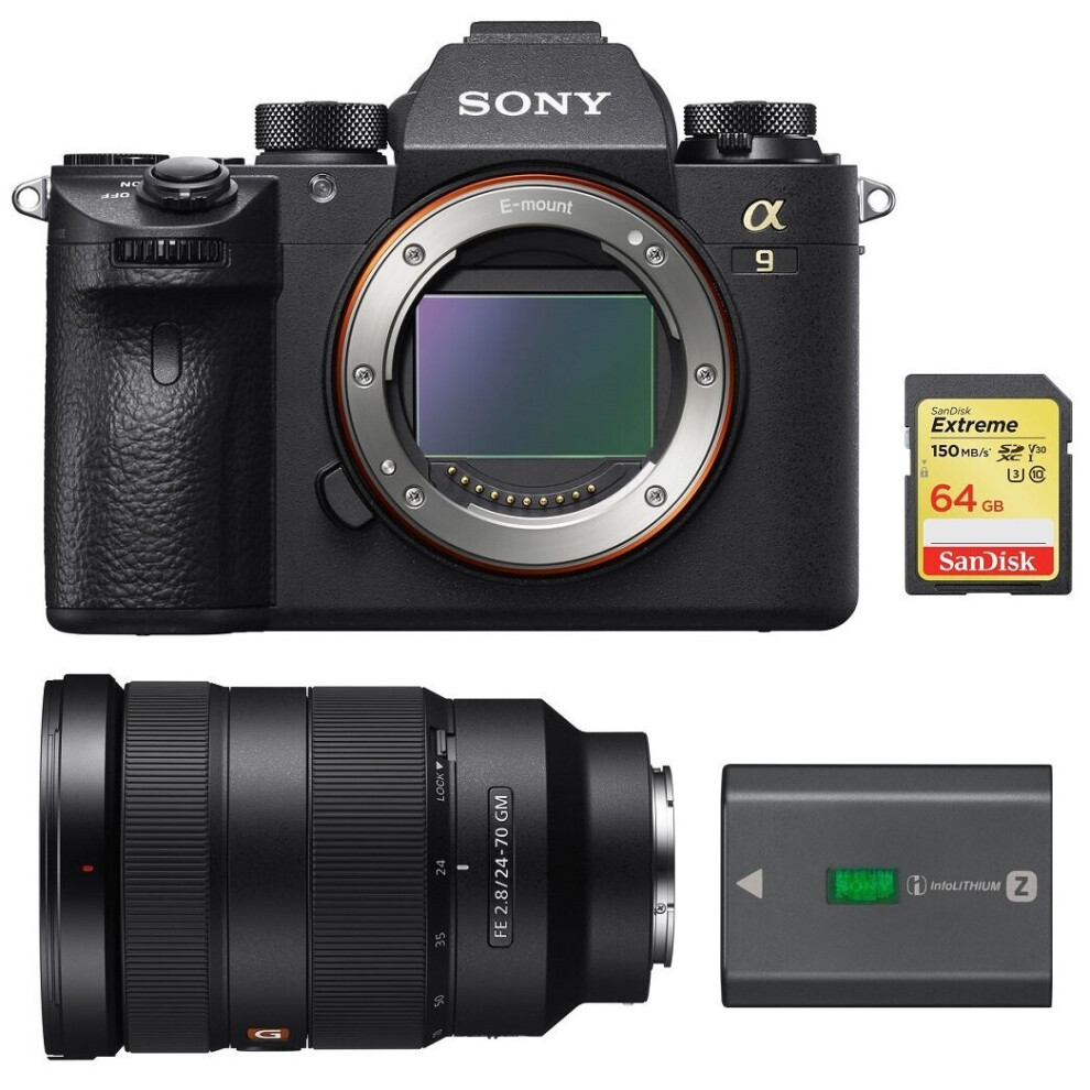 SONY A9 + SEL 24-70MM F2.8 GM + 64GB SD card + SONY NP-FZ100 Battery