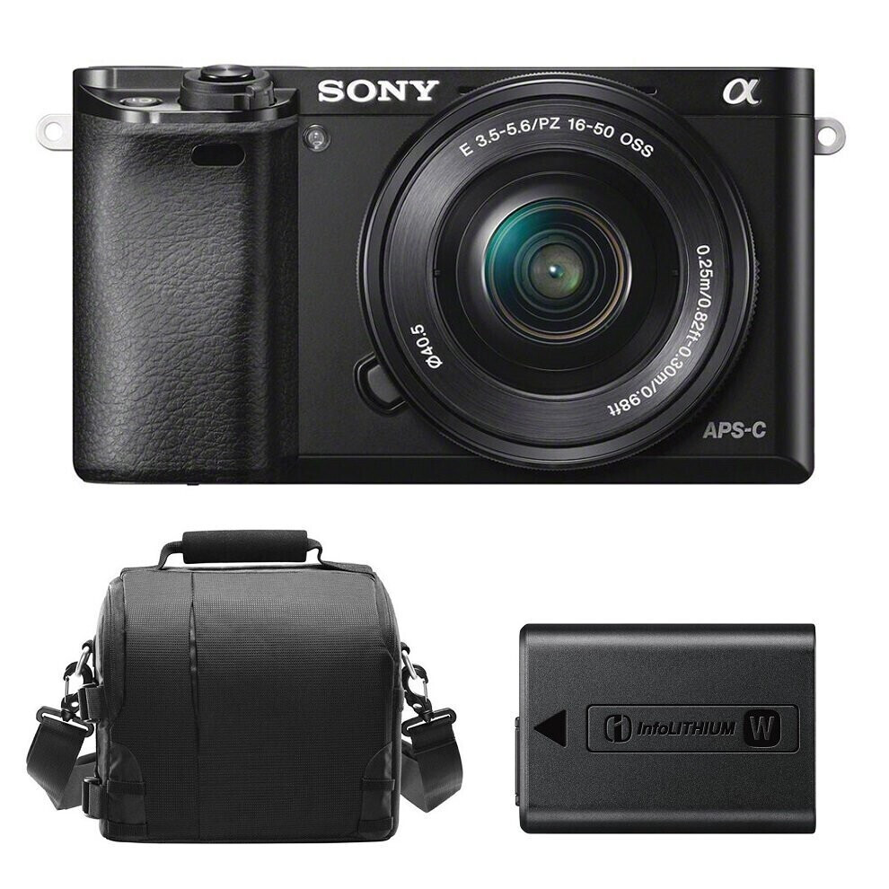 SONY A6000 Black KIT SEL 16-50MM F3.5-5.6OSS Black+Bag+NP-FW50 Battery