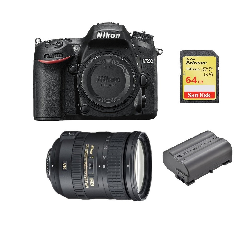 Nikon D7200+Af-S 18-200Mm F3.5-5.6 +Sandisk Extreme 64G Sd+En-El15b