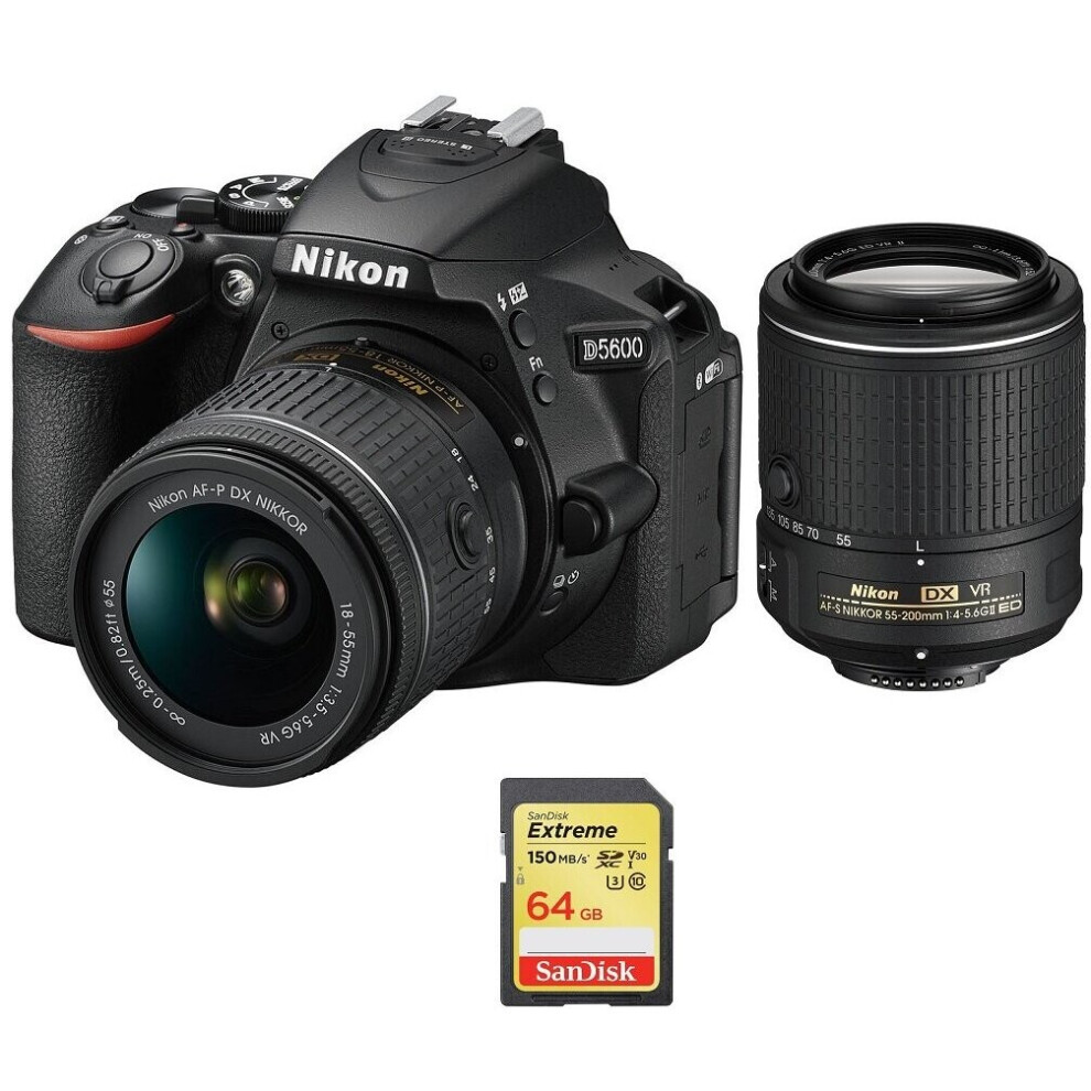 NIKON D5600+AF-P 18-55MM+AF-S 55-200MM+SanDisk Extreme 64G SD