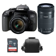 CANON EOS 800D KIT EF-S 18-55mm F4-5.6+EF-S 55-250mm+Bag+16gb SD card