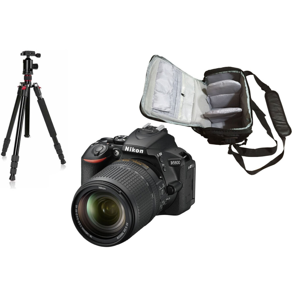 Nikon D5600 Kit (18-140 VR) Black with Kamkorda Bag & Tripod