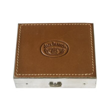 Custodia per lenti a contatto in pelle goffrata Jack Daniels (tan)
