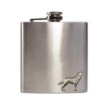 6oz stainless steel howling wolf hip flask