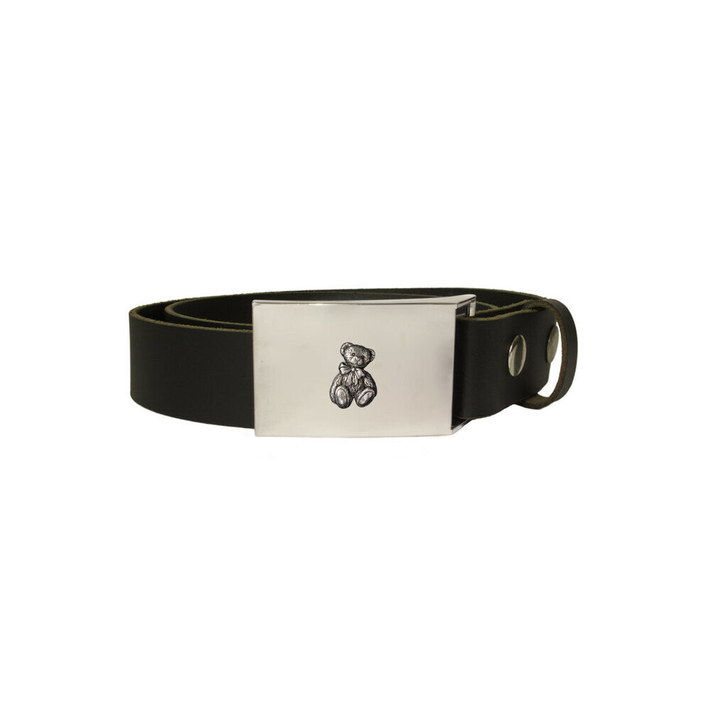 Teddy bear leather snap fit belt