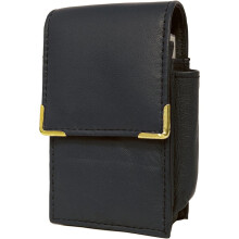 Black Leather Cigarette Packet and Lighter Holder