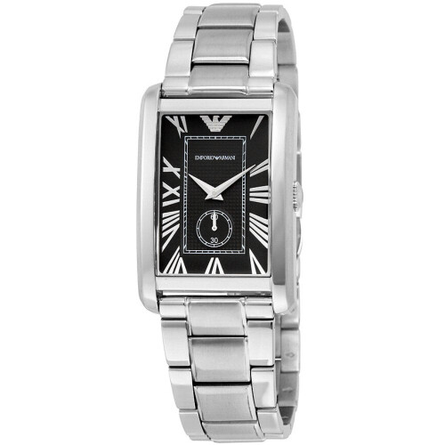 Armani Montre Hommes Emporio Armani AR1608 Rectangular Black Dial