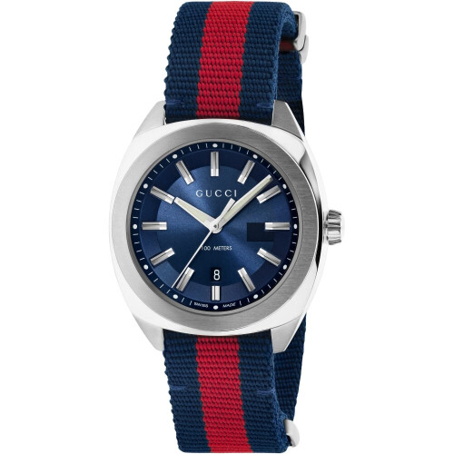 GUCCI Ανδρικό ρολόι Gucci YA142304 GG2570 Μπλε καμβάς 41mm