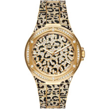 Michael Kors MK7284 Animal Pave Ladies Watch - Black/Gold, 43mm, Stainless Steel, 5ATM, Quartz, LENNOX Platform - ced-49574658900287
