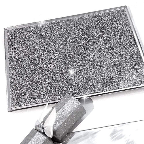 Crushed Diamond Silber Kristall Schneidebrett Glas Arbeitsplatte Platzset