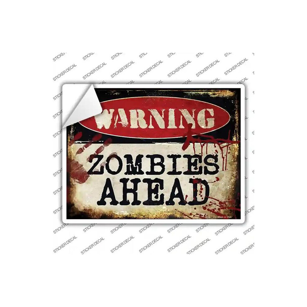 Smart Blonde P-1343S-Xl Zombies Ahead Novelty Rectangle Sticker Decal - Extra Large 731997975599