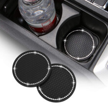 ACODABLEM 2-pack bling auto bekerhouder insteekonderzetters 2,75 inch zacht kristal strass rubberen pad set ronde auto onderzetter auto-interieuracce