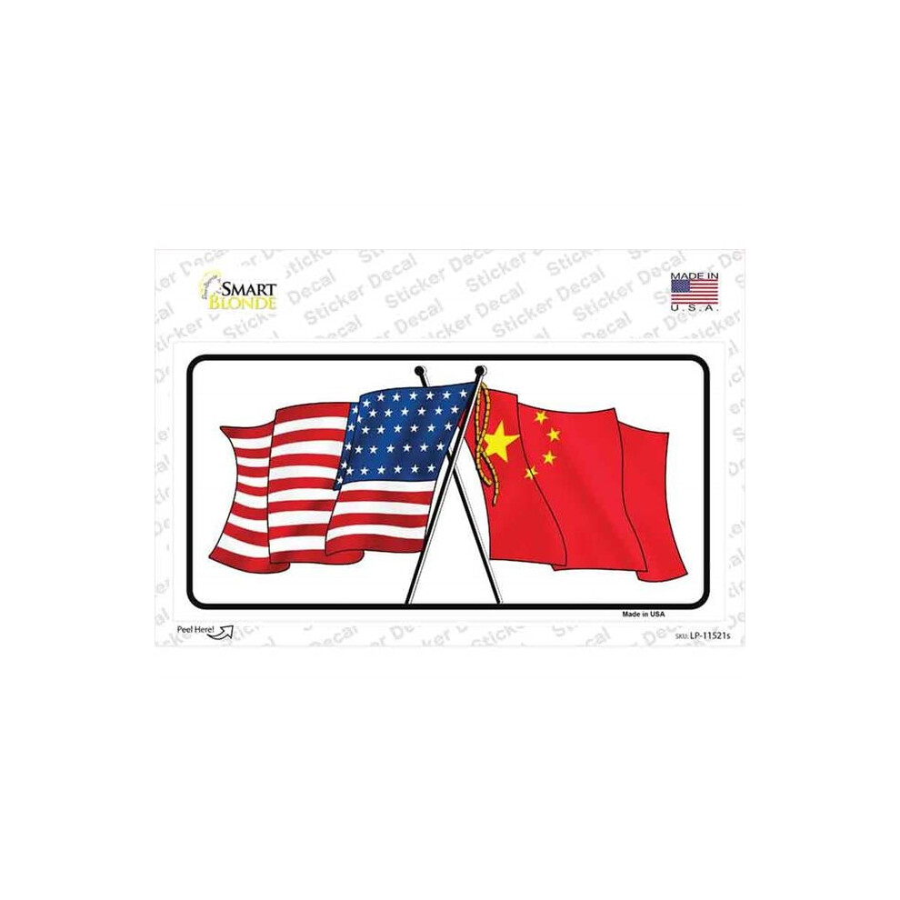 Smart Blonde Lp-11521S-M China Crossed Us Flag Novelty Sticker Decal - Medium 731997868815