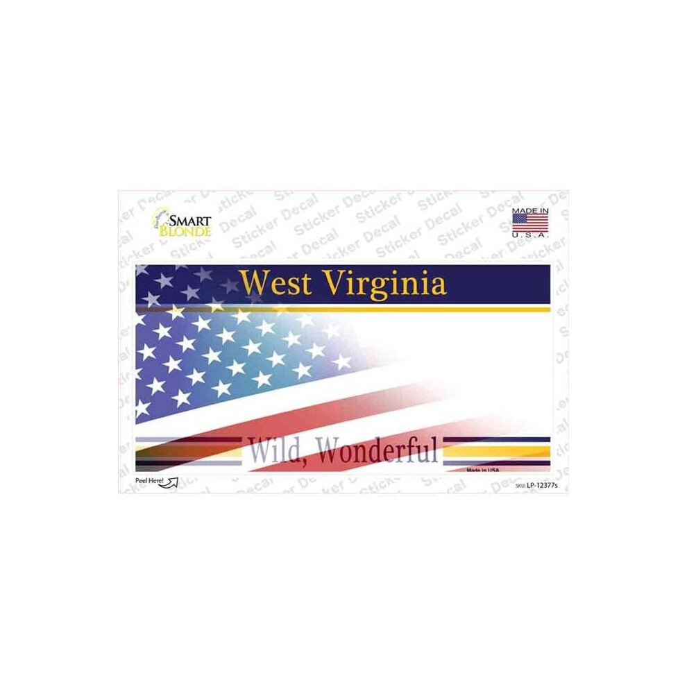 Smart Blonde Lp-12377S-M West Virginia With American Flag Novelty Sticker Decal - Medium 731997870146