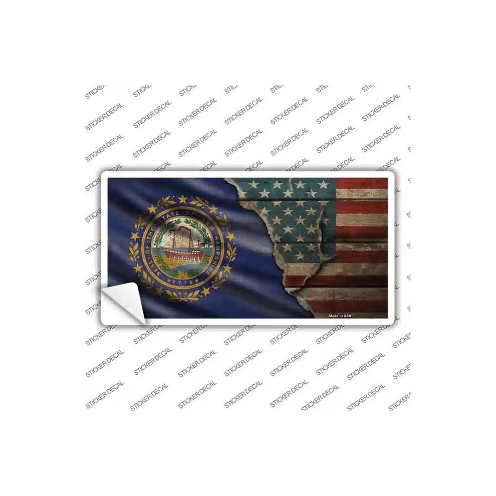 Smart Blonde Lp-12408S-L Hampshire & American Flag Novelty Sticker Decal - Large 731997870252