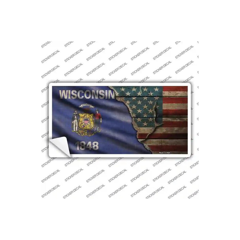 Smart Blonde Lp-12428S-Xl Wisconsin & American Flag Novelty Sticker Decal - Extra Large 731997870368