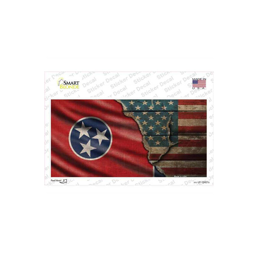 Smart Blonde Lp-12421S-M Tennessee & American Flag Novelty Sticker Decal - Medium 731997870337
