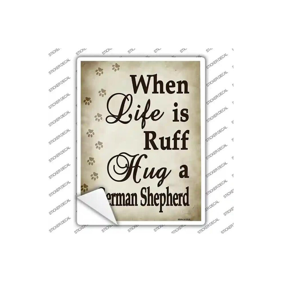 Smart Blonde P-1613S-Xl Hug A German Shepherd Novelty Rectangle Sticker Decal - Extra Large 731997984768
