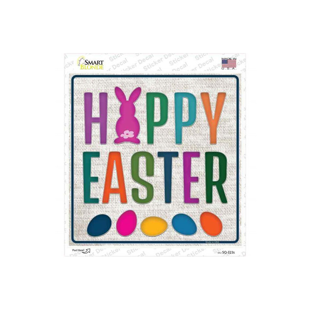 Smart Blonde SQ-323s-M Happy Easter with Eggs Novelty Square Sticker Decal - Medium-image-OPC-PGBCT9Y-NEW