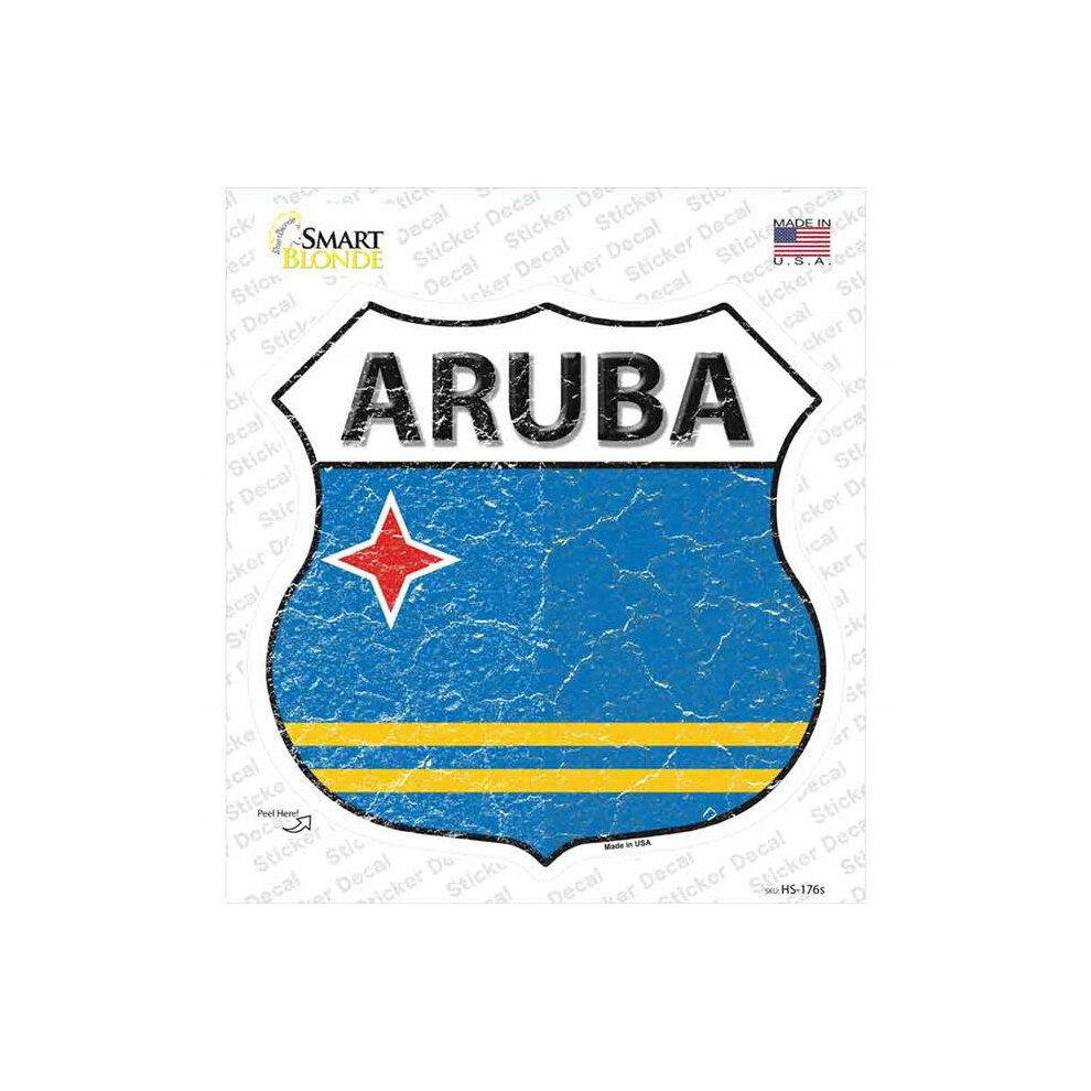 Smart Blonde Hs-176S-L Aruba Flag Novelty Highway Shield Sticker Decal - Large 727897944698