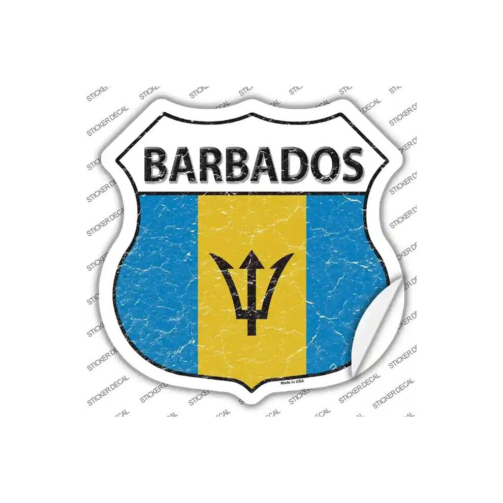 Smart Blonde Hs-183S-S Barbados Flag Novelty Highway Shield Sticker Decal - Small 727897944759