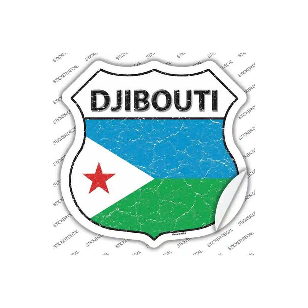 Smart Blonde Hs-234S-S Djibouti Flag Novelty Highway Shield Sticker Decal - Small 727897944971