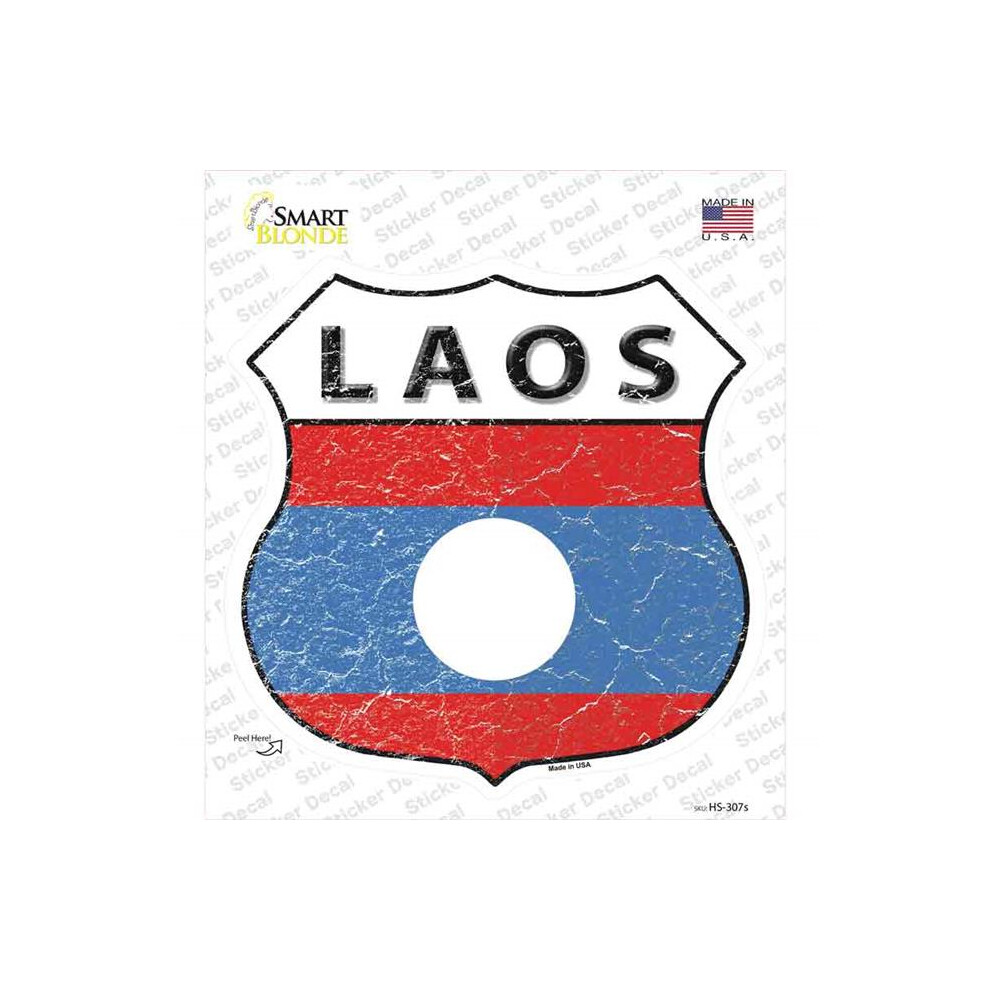 Smart Blonde Hs-307S-M Laos Flag Novelty Highway Shield Sticker Decal - Medium 727897945312