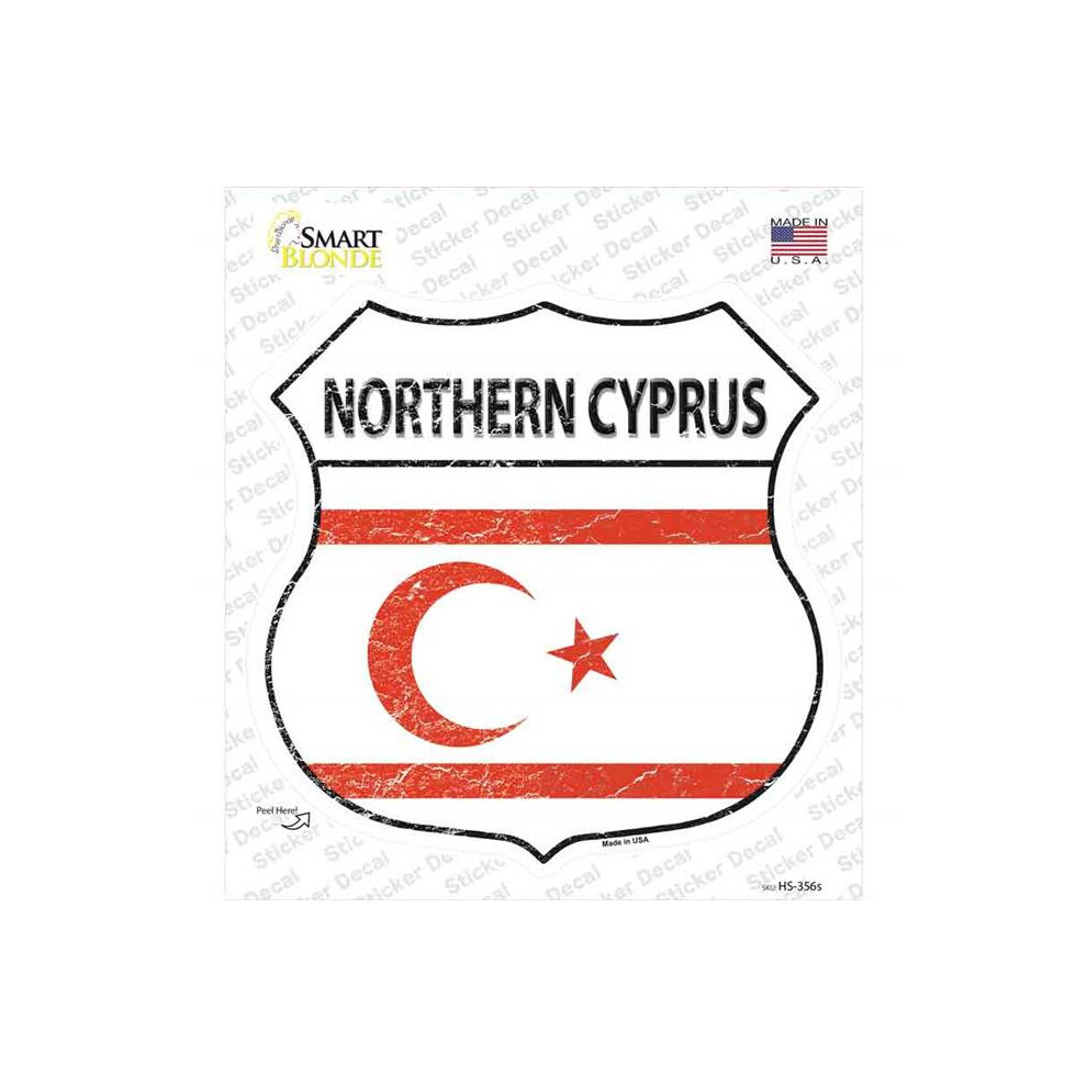 Smart Blonde Hs-356S-M Northern Cyprus Flag Novelty Highway Shield Sticker Decal - Medium 727897945534