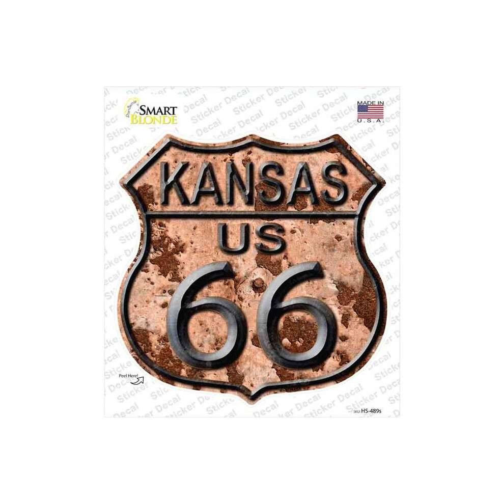 Smart Blonde Hs-489S-M Kansas Route 66 Rusty Novelty Highway Shield Sticker Decal - Medium 727897946241