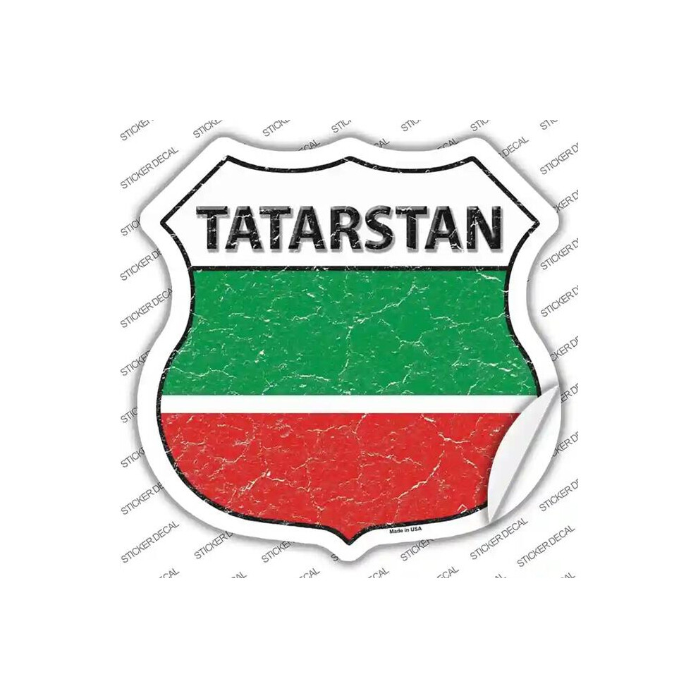 Smart Blonde Hs-420S-S Tatarstan Flag Novelty Highway Shield Sticker Decal - Small 727897945923
