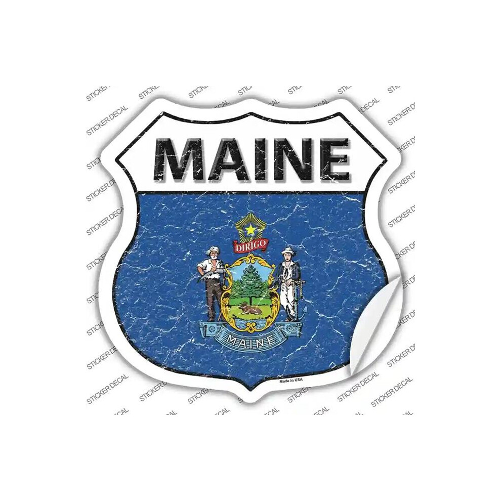 Smart Blonde Hs-127S-L Maine Flag Novelty Highway Shield Sticker Decal - Large 727897948689