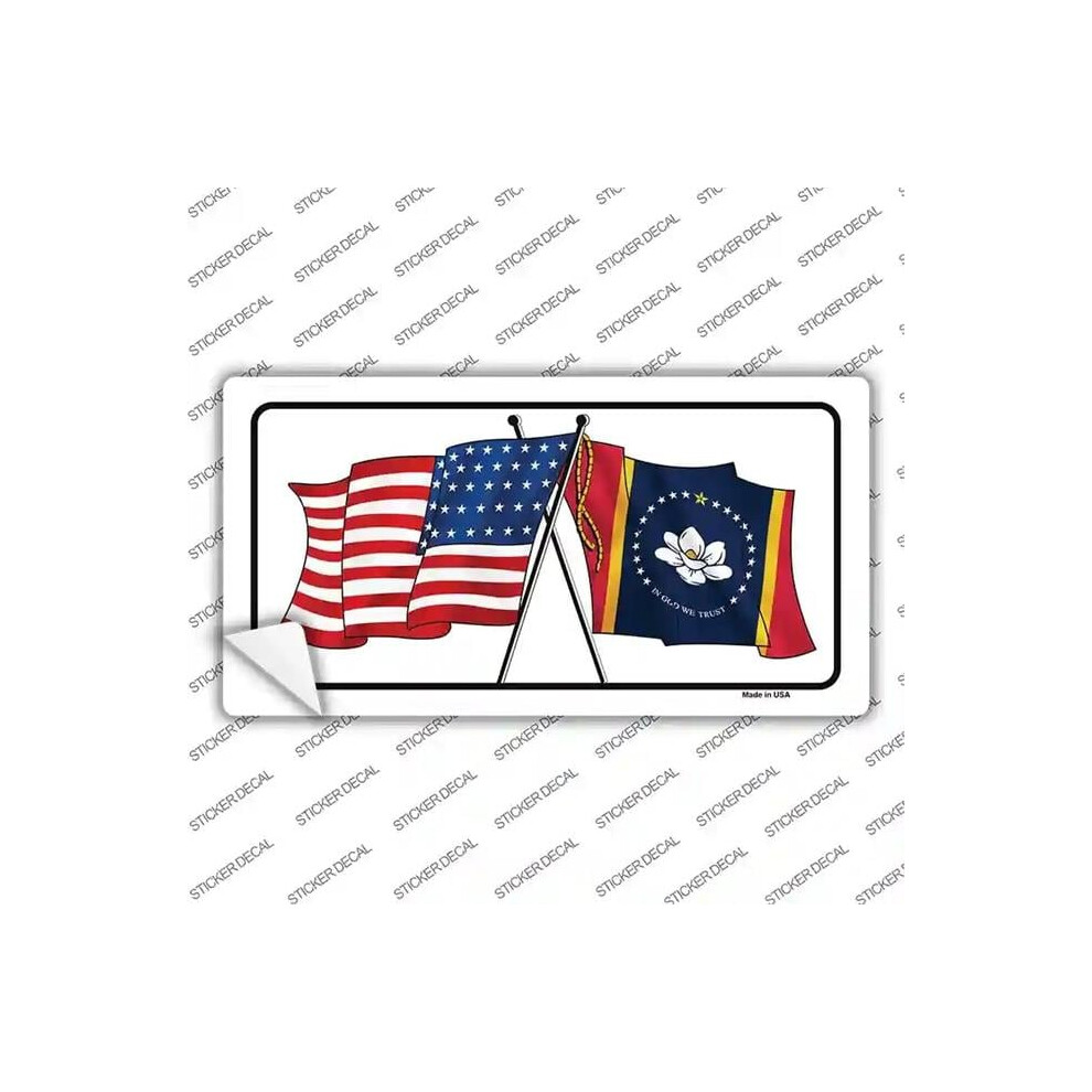Smart Blonde Lp-11484S-L Mississippi Crossed Us Flag Novelty Sticker Decal - Large 731997873765