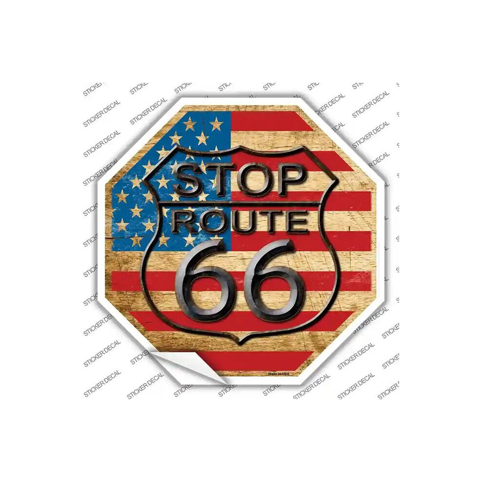 Smart Blonde Bs-363S-S Route 66 American Flag Vintage Novelty Octagon Sticker Decal - Small 727897949310