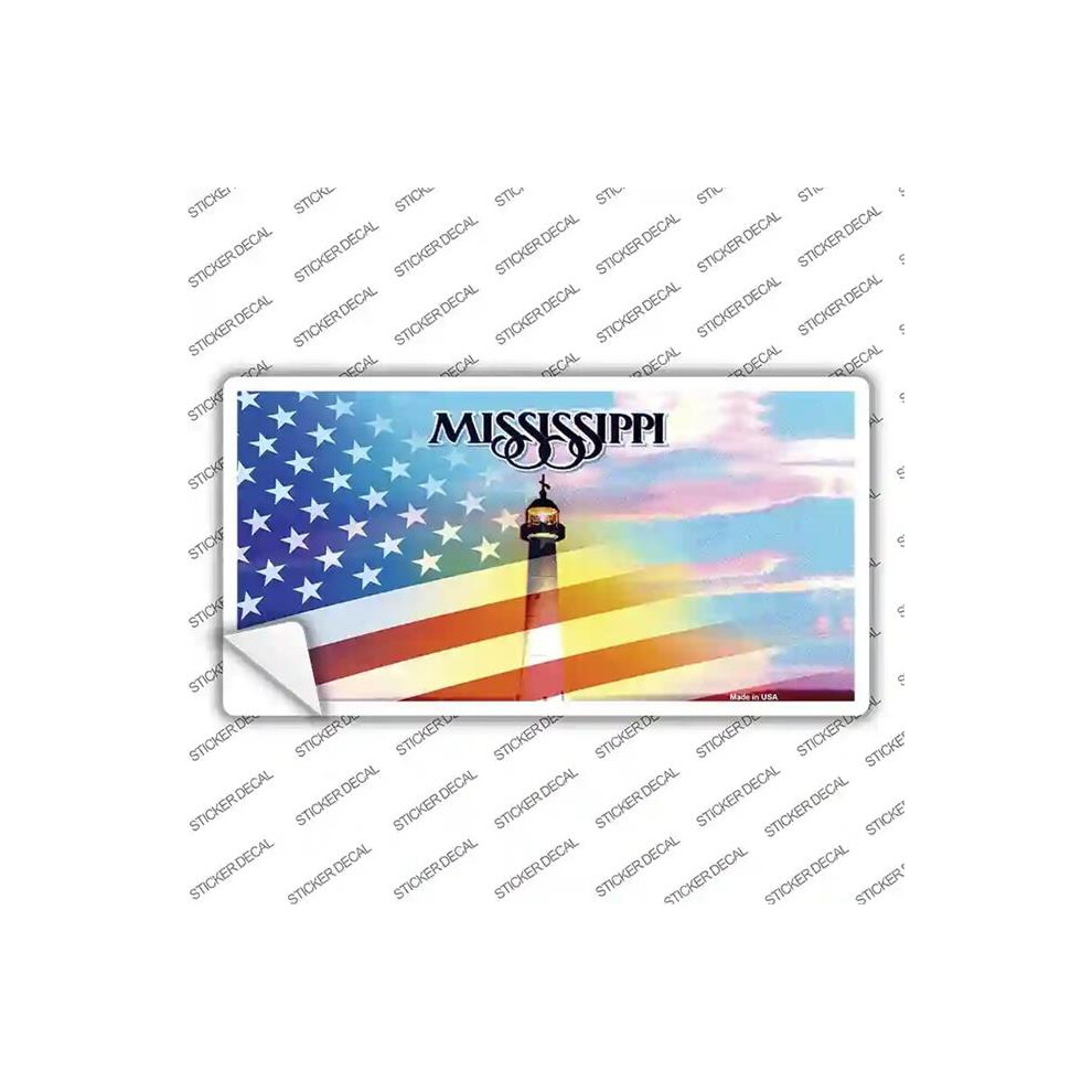 Smart Blonde Lp-12353S-Xl Mississippi With American Flag Novelty Sticker Decal - Extra Large 731997874991