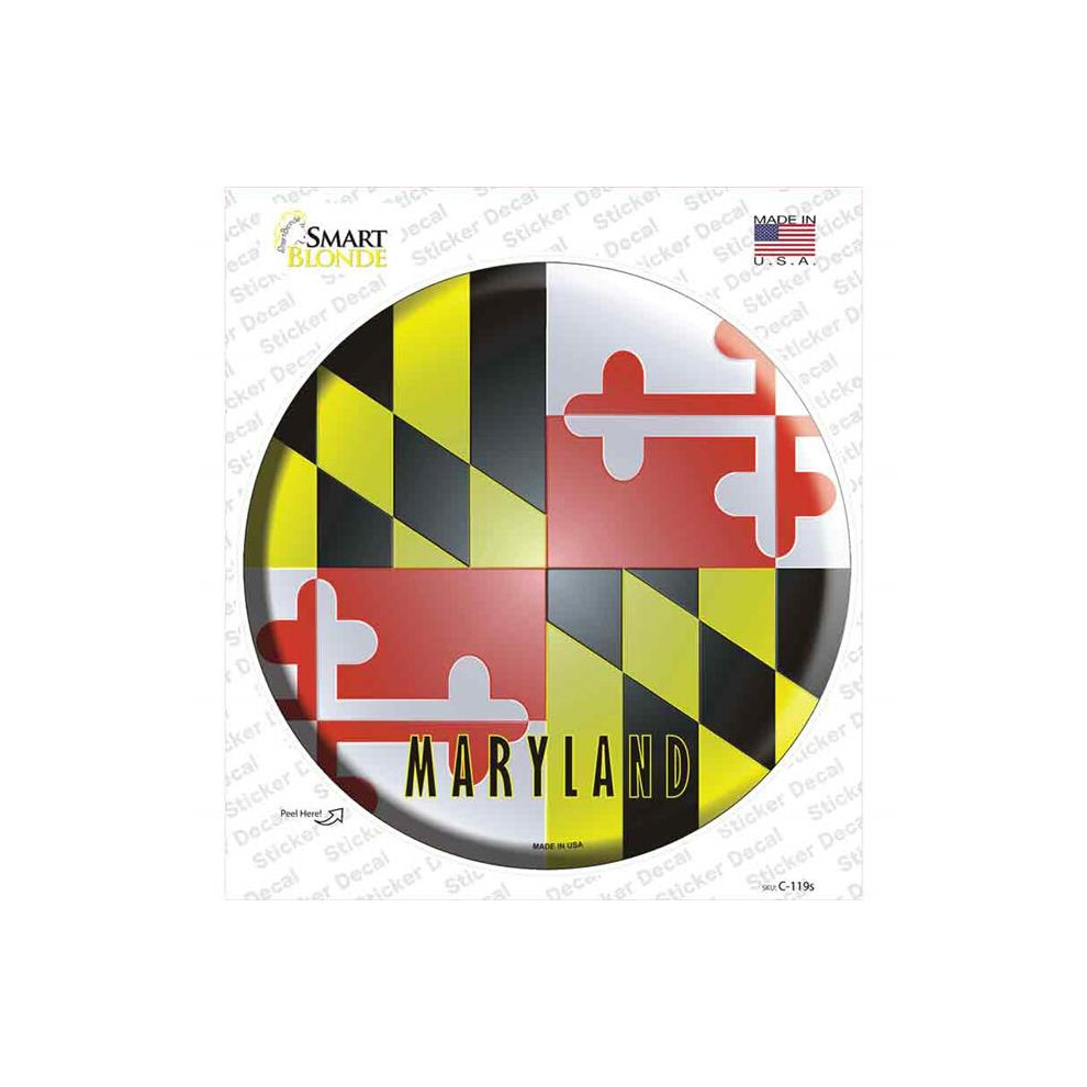 Smart Blonde C-119S-M Maryland State Flag Novelty Circle Sticker Decal - Medium 727897949778