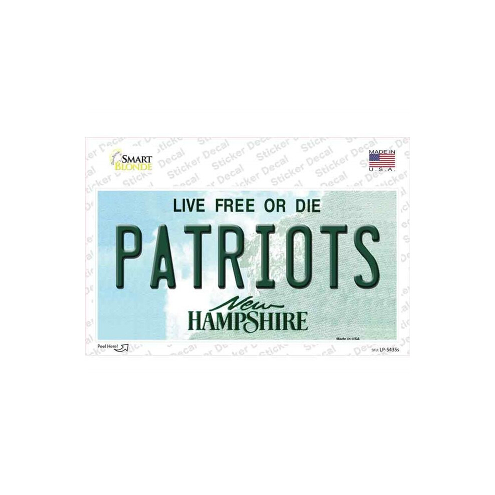 Smart Blonde Lp-5435S-M Patriots Hampshire Novelty Sticker Decal - Medium 731997876438