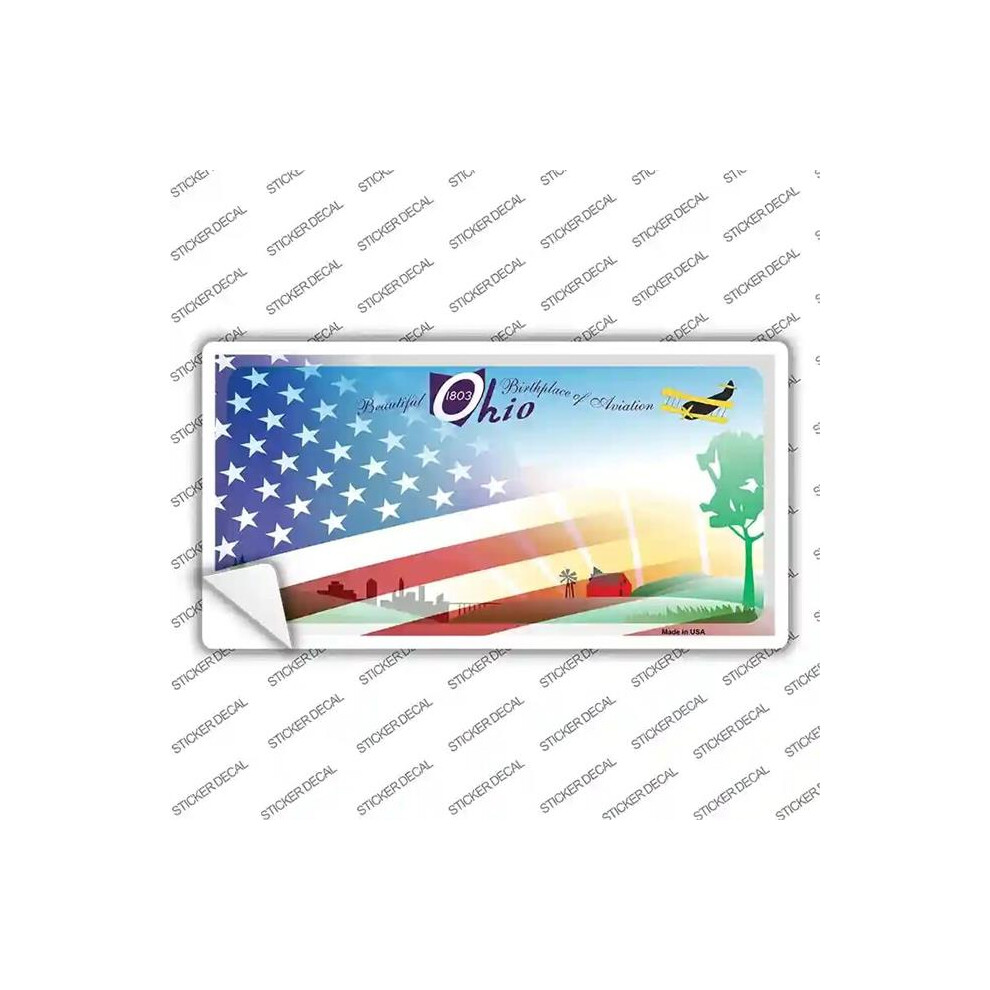 Smart Blonde Lp-12447S-Xl Ohio Half American Flag Novelty Sticker Decal - Extra Large 731997879378