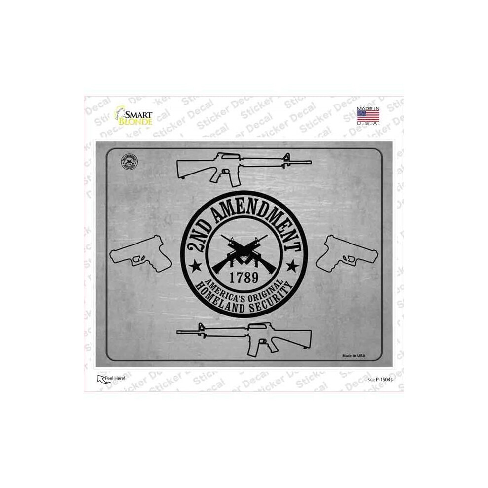 Smart Blonde P-1504S-M 2Nd Amendment Shield With Guns Novelty Rectangle Sticker Decal - Medium 731997991254