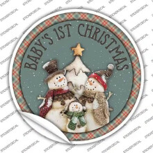 Smart Blonde C-1572s-S Babys First Christmas Novelty Circle Sticker Decal - Small