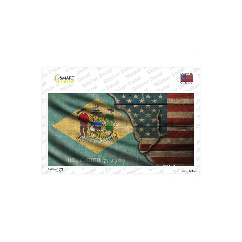 Smart Blonde Lp-12387S-M Delaware & American Flag Novelty Sticker Decal - Medium 731997881883